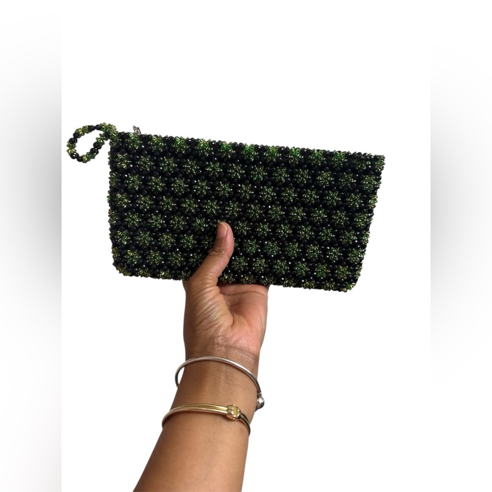 Elegant Green Beaded Clutch